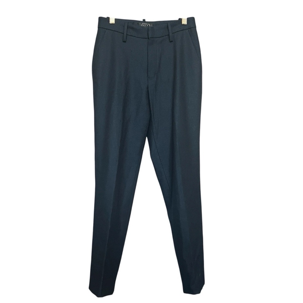 AYR Virgin Fleece Wool Pants Size 2 Navy Minimalist Office Straight Casual